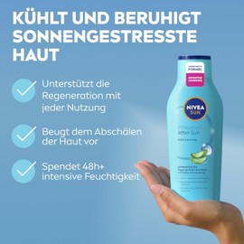 NIVEA SUN Nourishing After Sun Lotion, Body Lotion with Skin Soothing Effect After Sunbathing, After Sun with Organic Aloe Vera, Vitamin E & Hyaluronic for 48 Hours of Moisture (400 ml)