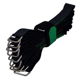Lumonic 10 x Velcro Ties 600 x 38 mm Crossed Black Green - Reusable Cable Ties Made of Velcro Tape - For Attaching or Cable Management