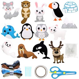 Cadimus Nähset Kinder,DIY Nähen Kinder Bastelset Filz,Nähset Filz Tiere Bastelset,Tierformen Kuscheltiere DIY Art Craft,Kreatives nähset für kinder(Polartiere)