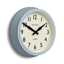 JONES CLOCKS® Telecom wall Clock | Round Vintage Retro Clock | 10.5 inch | Pale Blue | Modern take on a Vintage Classic for Kitchen, Living Room or Office