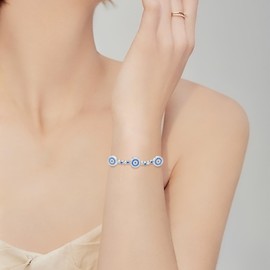 BIZK Adjustable 925 Sterling Silver Charm Bracelet Elegant Jewellery Gift for Mother's Day, Valentine's Day, Anniversary & Birthday for Wife, Wife, Girlfriend, Sister, Medium, Sterling Silver Crystal