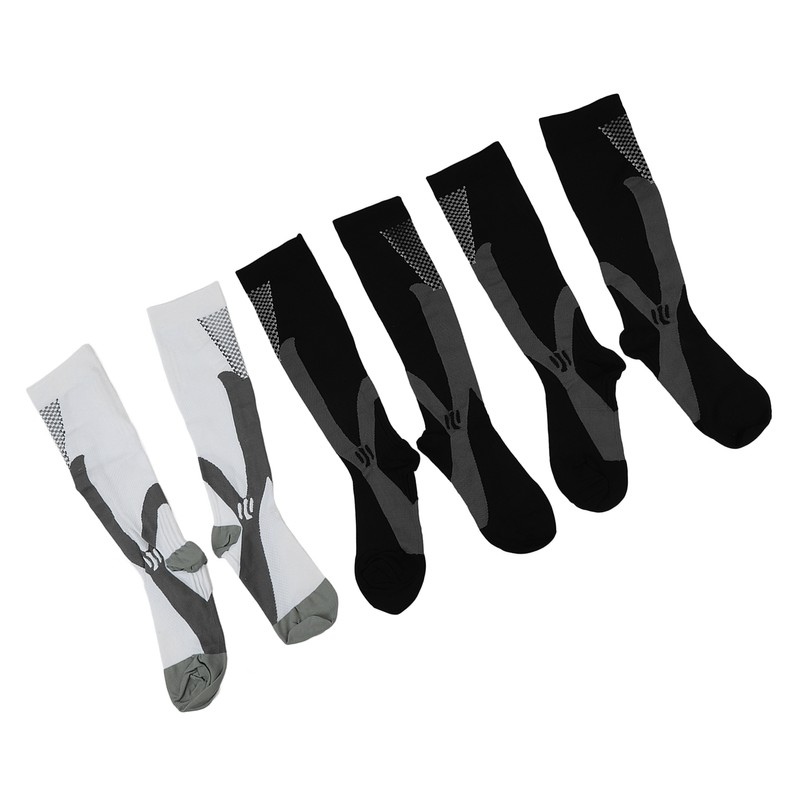 3 Packs Compression Socks Nylon Wire Ventilate Athletic Calf Socks