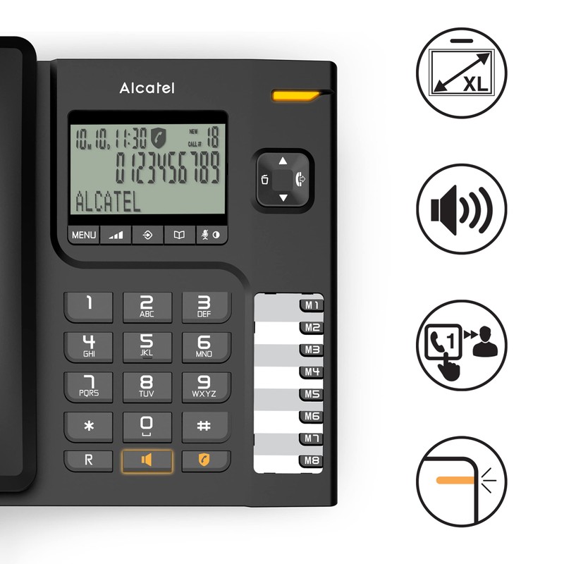 Alcatel T78 Home Office Corded Landline Telephone Large Display 8