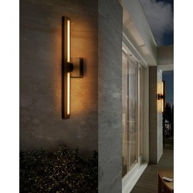 OUPAVOCS Modern 22 inch Outdoor Led Wall Sconce, 10W Exterior Lights Fixture with Acrylic Glass, Black Porch Light Wall Mount 3000K for Patio, House,Garage, 1PACK