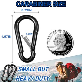 20PCS M4 Black Carabiner Clip, 1.57Inch Bulk Snap Hook Quick Link Small Carabiner Clips,Spring Link Buckle for Fishing Camping Hammock Dog Leashes-120LBS Holding Capacity