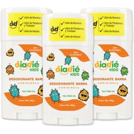 DIADIE KIDS Desodorante natural para Niños, Barra, Original 3 Pack