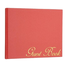 PATIKIL Elegant Guestbook, 9"x7" Offset Paper Wedding Guest Book Stylish Sign in Book with 50 Blank 120GSM Paper for Receptions Birthdays Funerals Special Events, Red