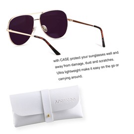 ANDWOOD Oversized Aviator Sunglasses for Women Big Large UV Protection Fashion Sun glasses UV Protection Black Mirrored Green Shades