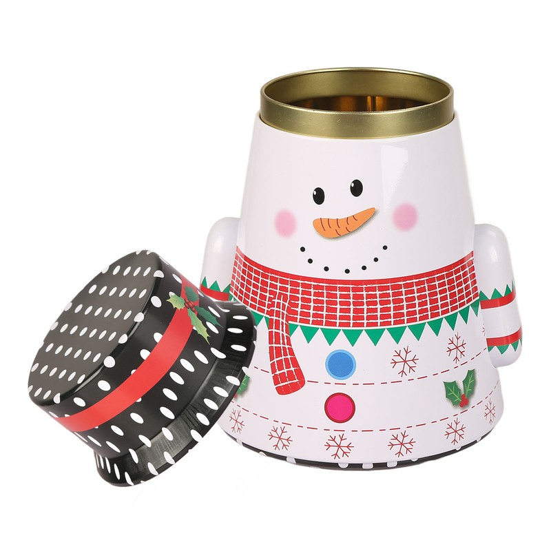 Christmas Candy Iron Box Roly Poly Design Santa Claus Snowman