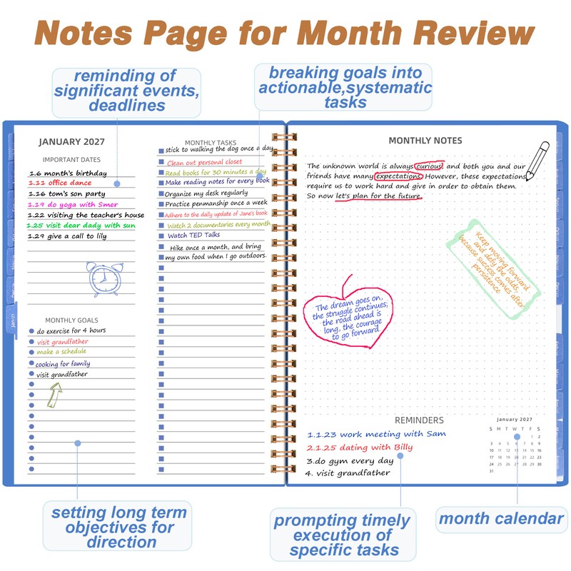 Monthly Calendar Planner, Jul 2026–Dec 2027, 120 GSM Paper, B5