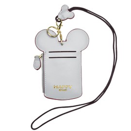 BUUFAN Chic Cute Travel PU Leather Student ID Card Holder Lanyard Neck Pouch Bag With Coin Wallet Purse for Students Women Kids Teens Girls (Grey)