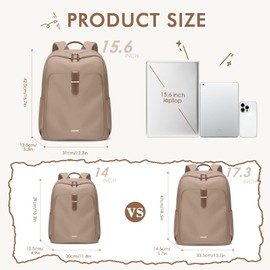 GOLF QUALITY Laptop Backpack for Women,Casual Work Business Backpacks Purse Carry on Travel Backpack,15.6 Inch,Brown