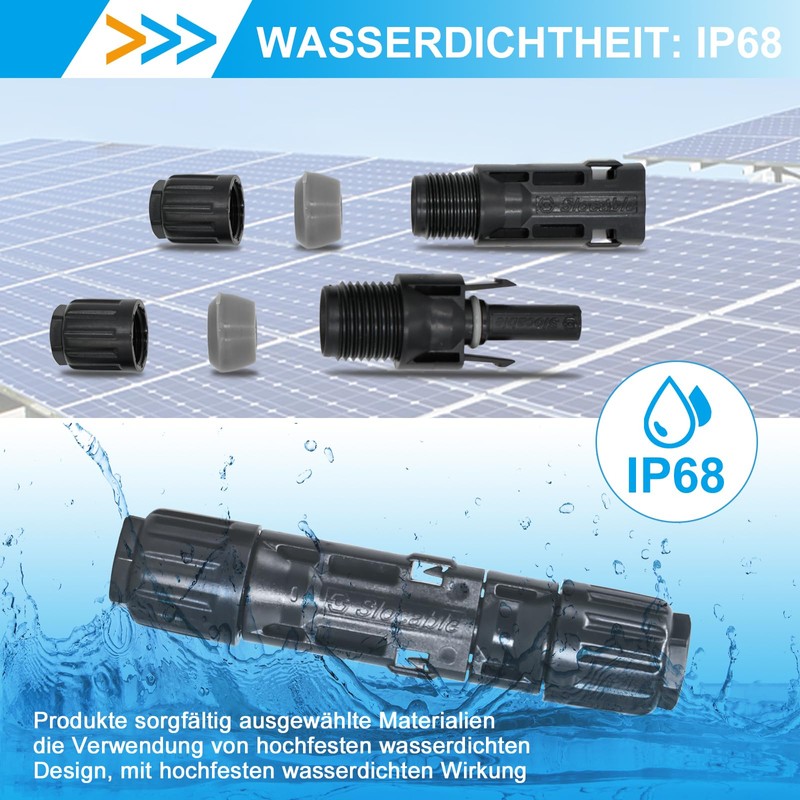 Slocable Solar Plug 6 mm2, IP68 Solar Panel Plug, 1500