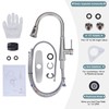 WOWOW Kitchen Faucet with Pull Down Sprayer, Stainless Steel Brushed