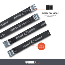 Gunner Tie-Down Strap Kit - Cam Buckle Tie-Down Straps for Dog Crate - Security Straps for Trucks - 5,100 LB Break Strength - Size: Traditional (4) 8 ft (Black)