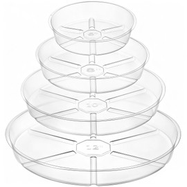 Hacaroa 24 Pack Clear Plant Saucer Drip Trays, 6/8/10/12 Inch Plastic Plant Water Catcher Trays Flower Pot Saucers for Indoor Outdoor Plants, Round, 4 Sizes