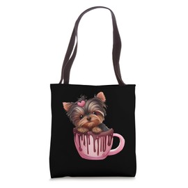 Sweet Yorkie Delight Yorkshire Terrier in Chocolate Cup Art Tote Bag