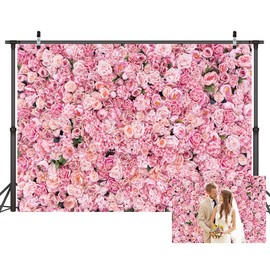 LYWYGG 8 x 6 ft 3D Flower Wall Background Flowers Background Photography Background Pink Flowers Background Home Decor Background Wedding Background Studio Birthday Party Background CP-314 0806