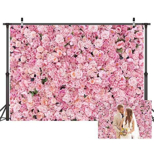 LYWYGG 8 x 6 ft 3D Flower Wall Background Flowers