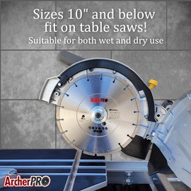Archer Pro 10" in. General Purpose Diamond Saw Blades for Fast Cutting Concrete, Stone, Masonry, Pavers, Bricks, Blocks
