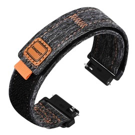 ANNEFIT Denim Watch Band, Casual Watch Replacement Band, Fabric Magic Tape Watch Belt, Quick Release, 24 mm, Nylon