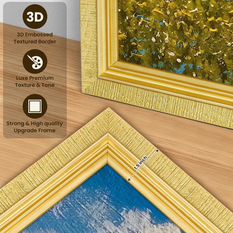 20x30 Frame, Ornate Embossed Gold Poster Frames
