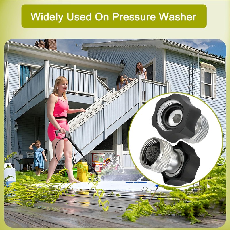 Evangenial 2-Pack Electric Pressure Washer Coupler, 3/4" Garden Hose Adapter