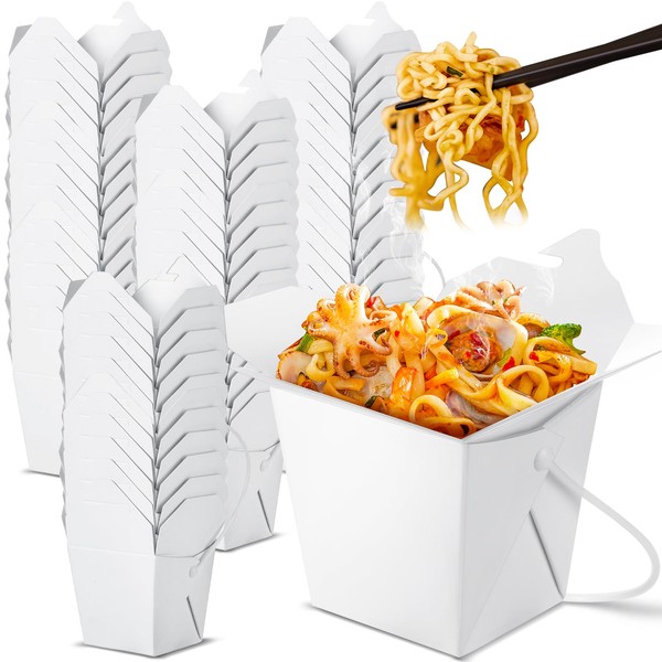 Zhehao 100 Packs Chinese Takeout Box with Handle Takeout Food