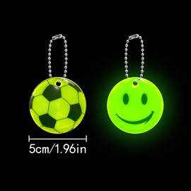 HAIKING Reflective Keychains, 20 PCS Night Light Soccer and Smile Face Safety Reflector for Cycling, Walking, Running, Backpack (5cm/1.96in)