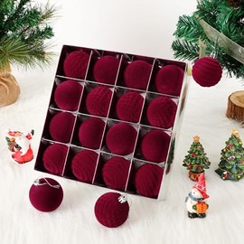 16 Piezas Esferas Navideñas de Terciopelo de 6 cm, Bolas de Navidad Decorativas Aterciopelada, Adornos para Árbol de Navidad, para Fiesta Navideña y D