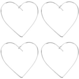 Beebeecraft 1 Box 2 Pairs 925 Sterling Silver Hoop Earrings in Heart Shape Large Metal Earrings in Heart Shape for Valentine's Day Pearl Studded Hoop Earrings for Sensitive Ears Women's Jewellery