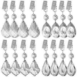 AVLA 16 Pack Tablecloth Weights Kit, Crystal Table Cover Pendants with Metal Clip Clamps, Glass Heavy Teardrop Prisms Table Cloth Hangers for Decoration, Outdoor Picnic, Family Dinner Party, Garden