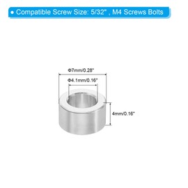 PATIKIL M4 Aluminum Spacers, 5 Pcs Metal Spacer Aluminum 4.1mm ID x 7mm OD x 4mm L Aluminum Spacer Screw Standoff Round for 5/32inch or M4 Screw Bolts