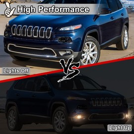 Fog Light Fit for 2014-2018 Jeep Cherokee, Bumper Driving Fog Light Assembly, Fog Light Lamp Replacement W/Bulb - 12V 24W Chrome Black Housing Clear Lens + Wiring Harness Kit + Universal Switch