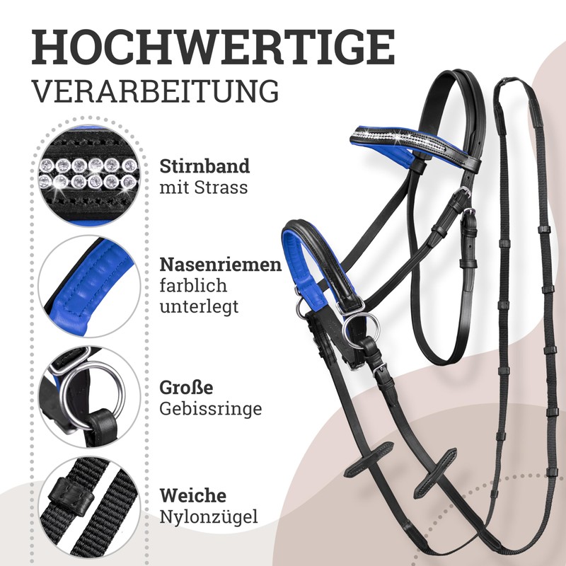 Esposita Bitless Bridle for Wooden Horses Blue Large