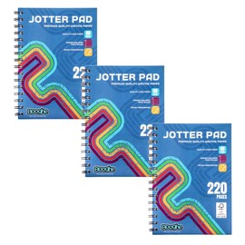 Booghe A5 Lined Jotter Notepad - Cover Wire-Bound Notepads with 220 Pages, Premium Quality Writing Paper 80gsm Lined Paper, Ideal for Home, School, and Office (3 Pack).