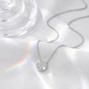 SAVORI 925 Sterling Silver Round Pave Cubic Zirconia Pendant Necklace,