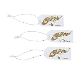 Fun Express - Gold Foil Welcome Peacock Favor Tags for Wedding - Party Supplies - Wrappings - Misc Wrappings - Wedding - 24 Pieces