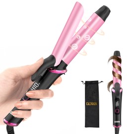 Mini-Lockenstab für die Reise,Kleiner Lockenstab für kurzes Haar,Winzige Lockenstäbe für Frauen,Anti-Verbrühungs-Abdeckung,Auto-Off,5 digitale Temperatureinstellungen,1 Zoll（Rosa）