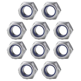 XSAJU Hex Lock Nuts M6 M5 M3 10 Pcs 304 Stainless Steel Nylon Insert Stop Loosening (M6)