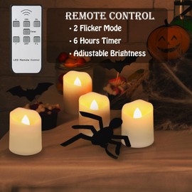 FPOO Rechargeable Flameless Tea Lights Candles with Timer & Remote, 12pcs Flickering LED Votive Candles with 2 USB Charging Cables, Warm White Light Electric Fake Candle for Home, Halloween Xmas Decor