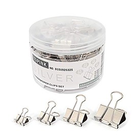 Binder Paper Clips, Assorted Sizes Set (Mini, Small, Medium, Large) for Office School and Home Supplies (Silver)