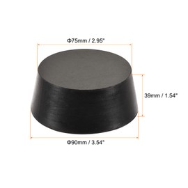 sourcing map Rubber Tapered Plug 75mm to 90mm Solid Test Tubes Bungs Stopper Black for Lab Home