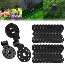YIBEICO 20 Pieces Shade Cloth Plastic Clips Heavy Duty Lock Grips, Round Plastic Black Clips Sunshade Net Fixing Clip Fix Clamp, Shade Fabric Clips for Bird Netting, Greenhouse Outdoor Garden Netting