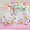 Happy Birthday Backdrop Banner Unicorn Birthday Party Backdrop, Pastel Rainbow