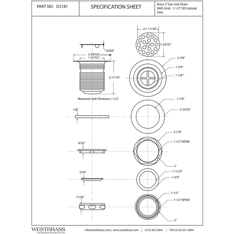 Westbrass Grid Basket Style Bar Sink Strainer, Matte Black, D2181-62