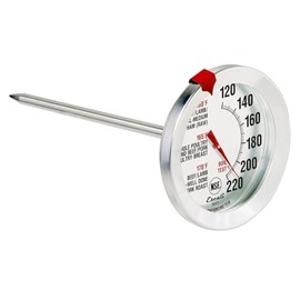 Escali AH1 Termómetro de carne de acero inoxidable apto para horno, esfera extragrande de 2.5 pulgadas, etiqueta de temperatura para carne de res, aves de corral, cerdo y ternera, plata certificada NSF