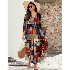 MAKABO Kaftan Dresses for Women, Moomoo Dresses for Women, Colorful Swimwear Boho Cover Ups Plus Size Caftan Beach Dress