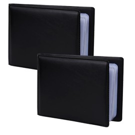 TOPDANCHUANG 2 Pcs Business Card Holder Wallet Business/Name Card Holder Business Card Holder Organiser for Placing a lot of Business Cards reasonably Easy to Carry for 40 Cards Black