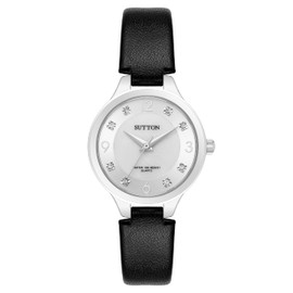Sutton by Armitron Women's Genuine Crystal Accented Leather Strap Watch, SU/1024